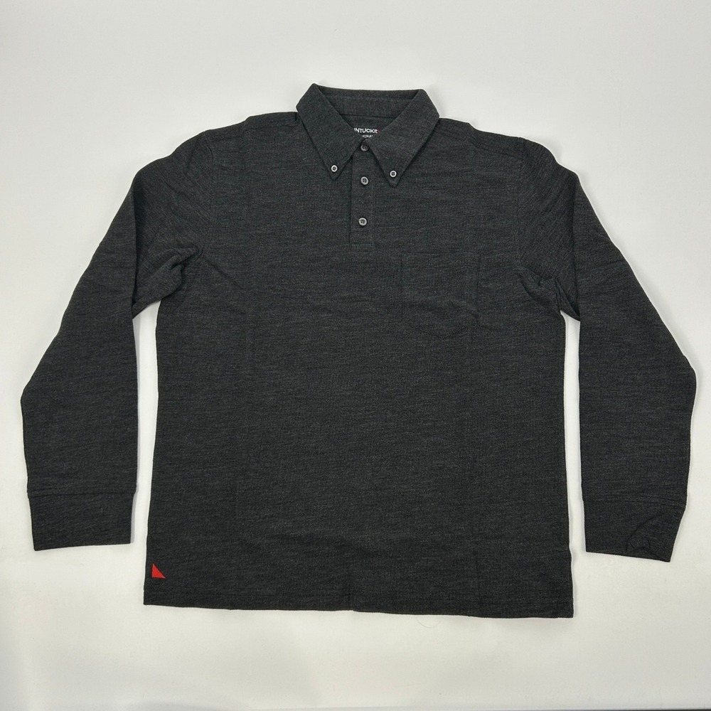 UNTUCKit Zingaro Shirt Men Medium Charcoal Gray Long Sleeve Button Down Polo NEW - Picture 2 of 11